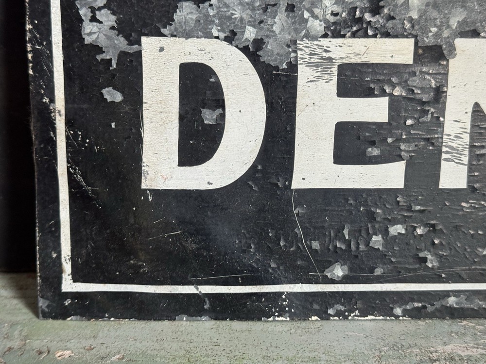 vintage double sided Hand Painted Galvanized Sign