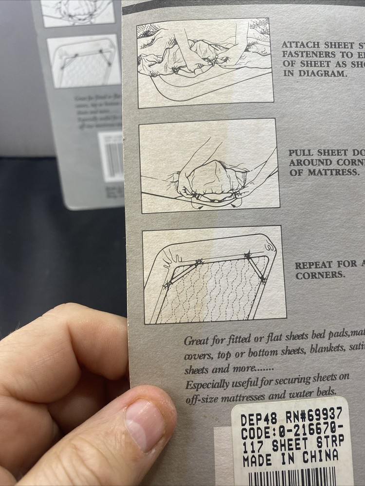 2 Pkgs 4 Ct Allure White Bed Sheet Straps, 4 Count