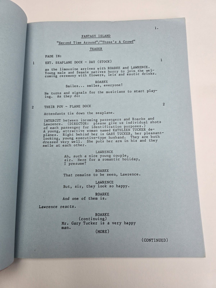 FANTASY ISLAND / 1983 TV Script, "Second Time Around/Three's a Crowd"
