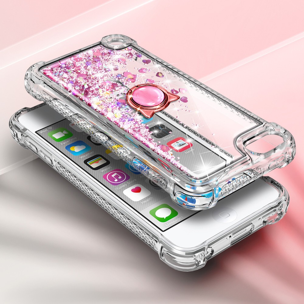 For iPod Touch 5th 6th 7th Case Glitter Ring Holder + Lanyard & Screen Protector