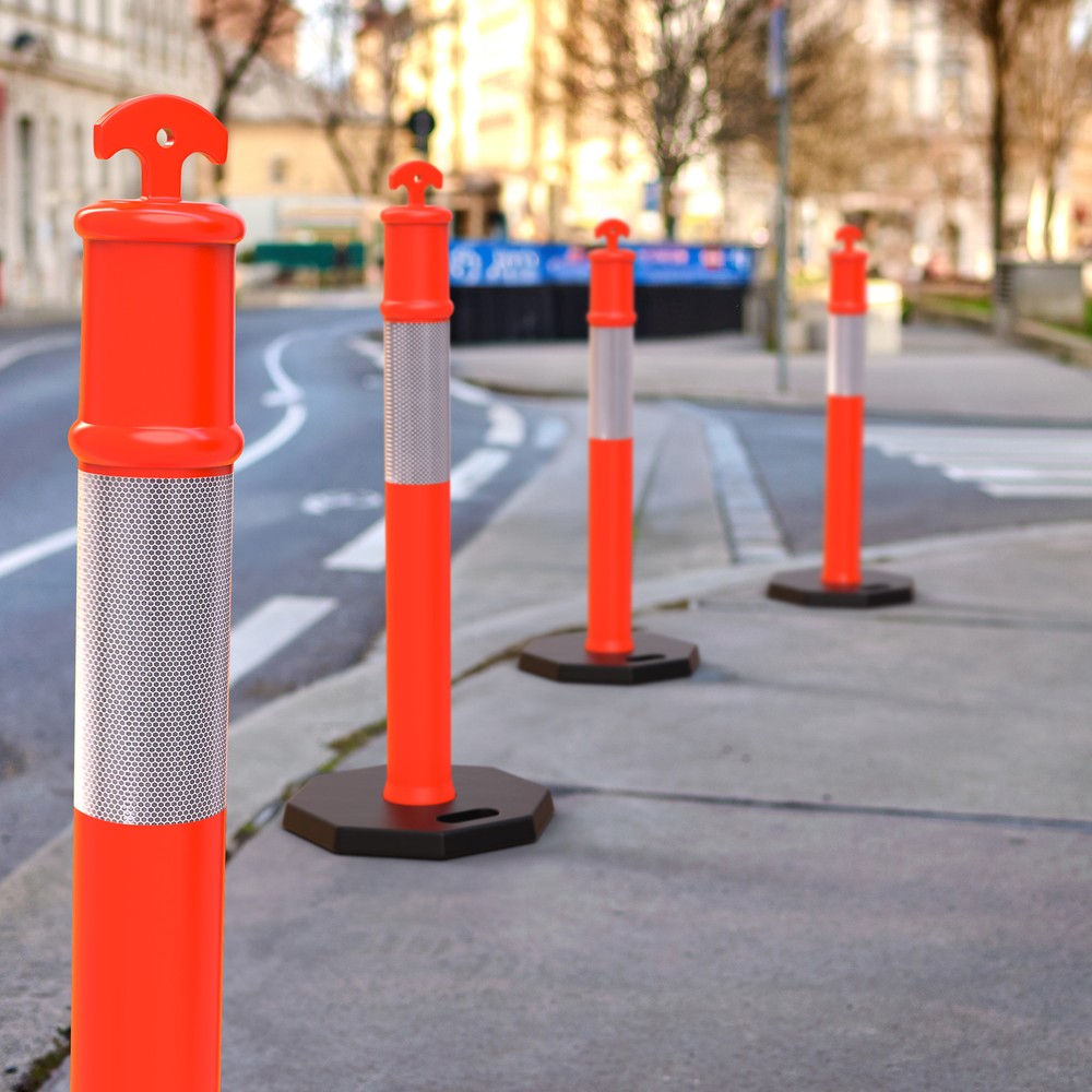 TAUS 45 inch Delineator Post with Base, 4 Pack Traffic Delineator Posts
