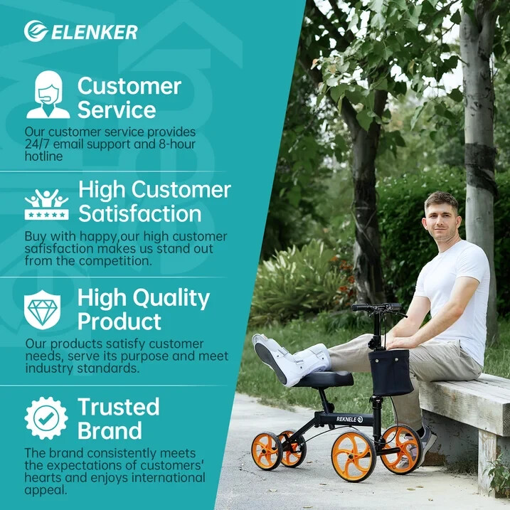 Elenker Steerable Knee Scooter with 10" Front Wheels