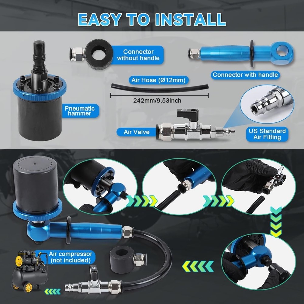 27PCS Pneumatic Injector Puller Diesel Engine Air Vibration Injector Extractor