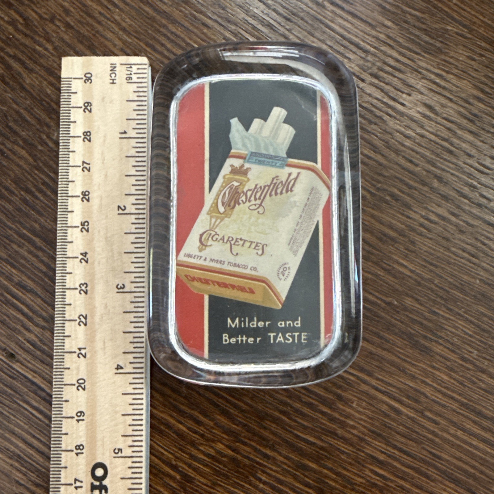 1940’s Glass Paperweight Chesterfield Cigarette Company Advertising