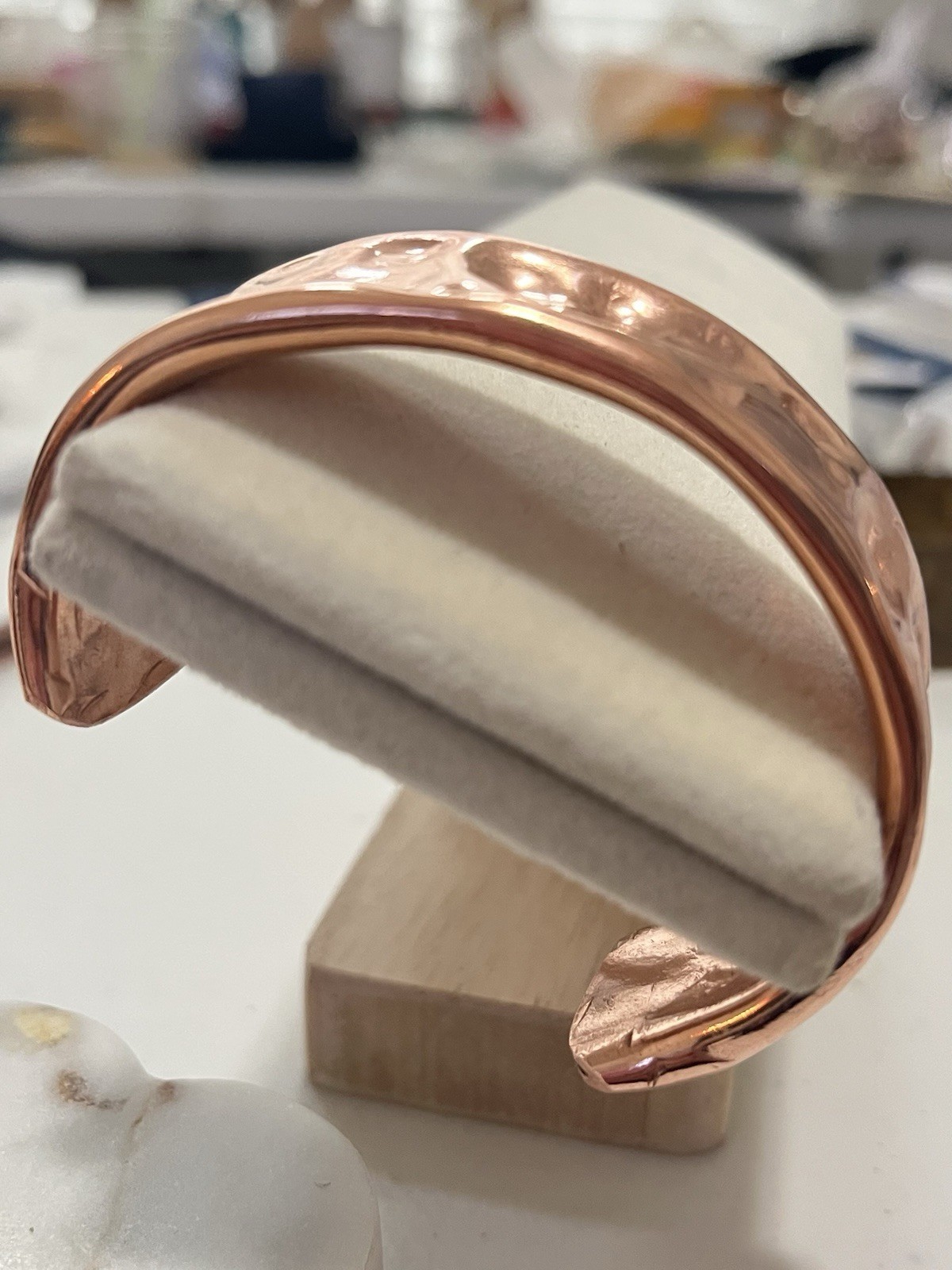 Brutalist Heavy Thick Men’s Hammered Wide Copper Artisan Cuff Bracelet Shiny