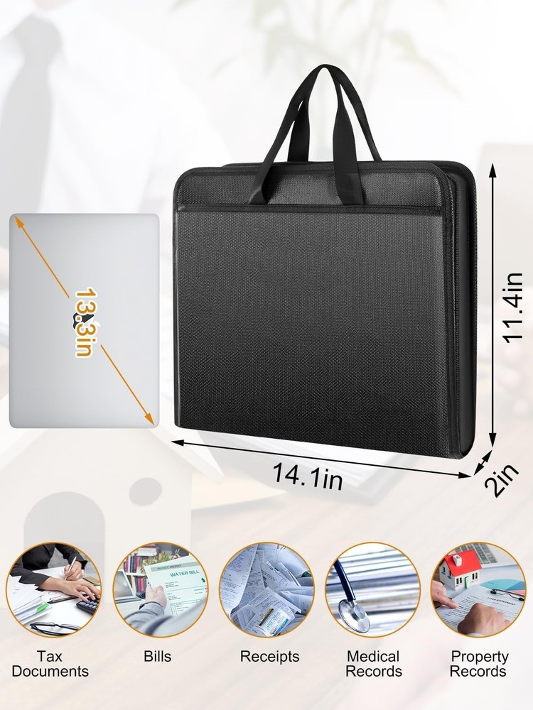 Elegant Document Storage Box - Fireproof and Waterproof with Colorful Labels