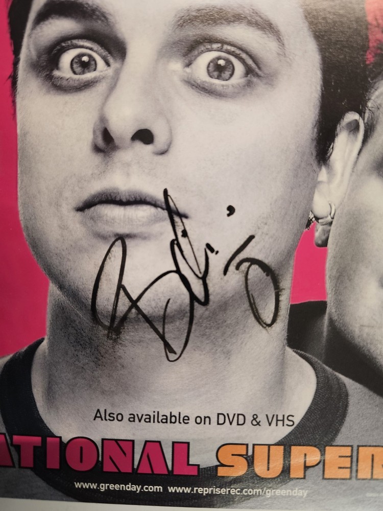 Green Day International Superhits Band Signed Poster. COA, Framed