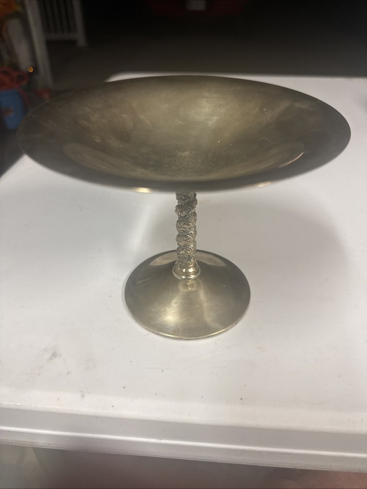 Silver Plate Pedestal Bowl/Dish Ornate Stem Visiuc Spain