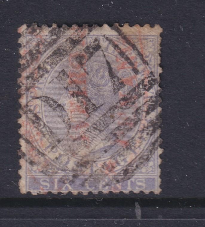 STRAITS SETTLEMENTS, 1867 Crown CC, 6c. Dull Lilac, used.