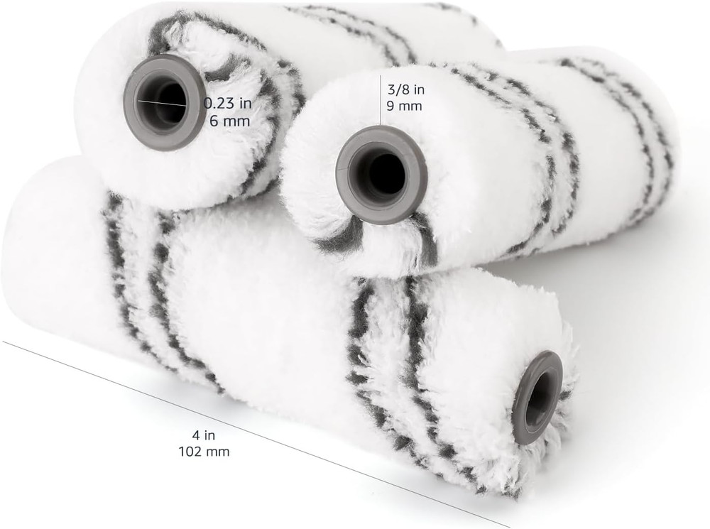 Amazon Basics Microfiber Paint Roller Covers, for Smooth Finish, 4", 24-Pack