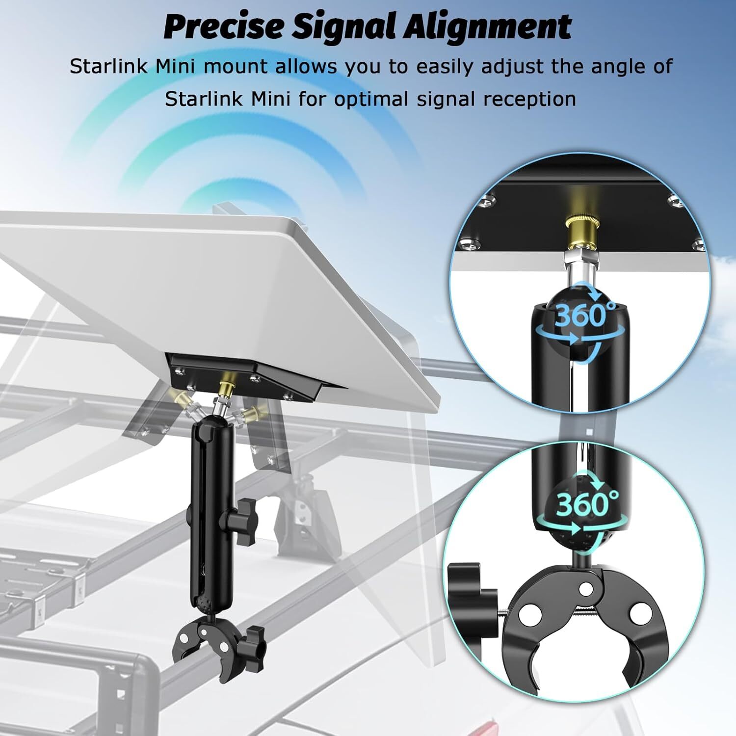 Portable Starlink Mini Mount, Adjustable Starlink Mini Pole Clamp Mount