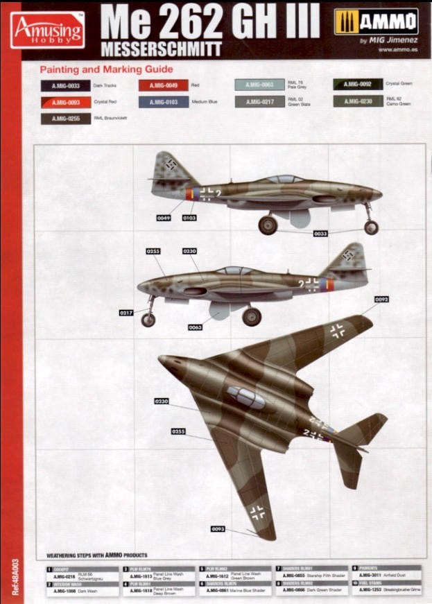 Amusing Hobby 48A003 1/48 Me262 HG III WWII German Aircraft Brand New