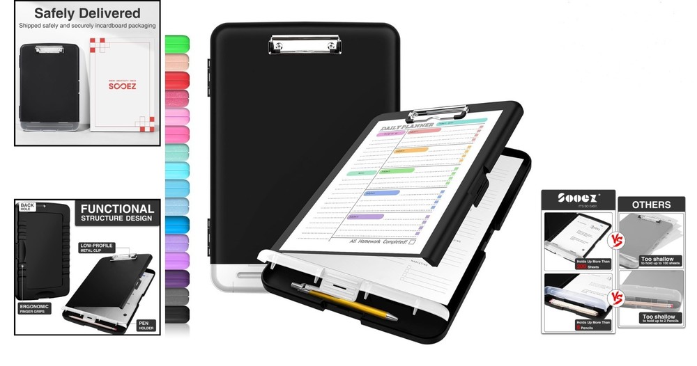 Professional High-Capacity Clipboard with Cleanable Surface & Pen Holder