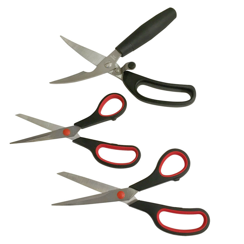 3-Pc Set Stainless Steel Multi-Purpose Utility Scissors