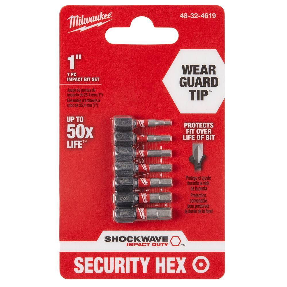 Milwaukee 48-32-4619 SHOCKWAVE 7-PC Hex Security Insert Bits