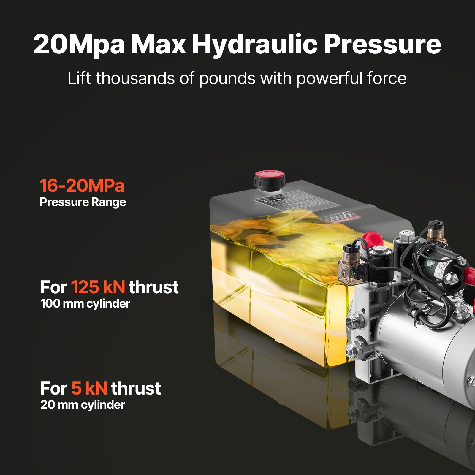 Uimoso 6 Quart Double Acting Hydraulic Pump 12V Dump Trailer Power Unit SAE#6