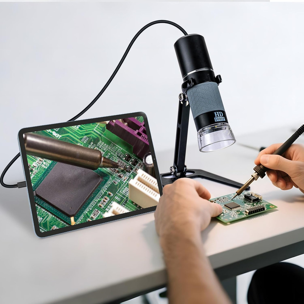 1080P USB Microscope with Metal Stand 50X-1000X Handheld Digital Microscope