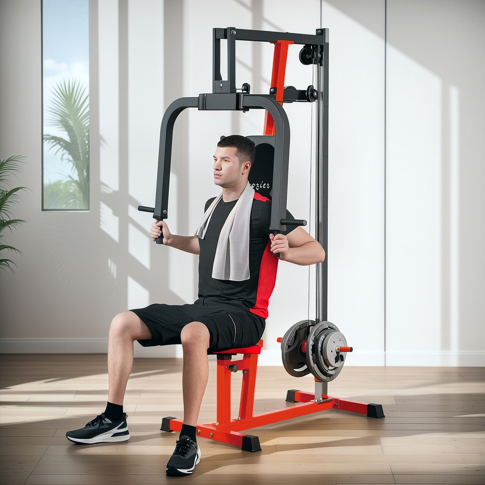 Soozier Chest Fly and Press Machine for Upper Body Training, Red