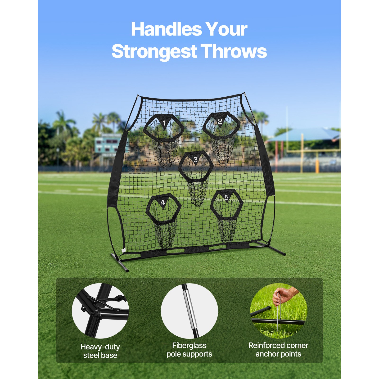 Uimoso 6x6ft Portable Football Throwing Net for QB Training and Practice - Black