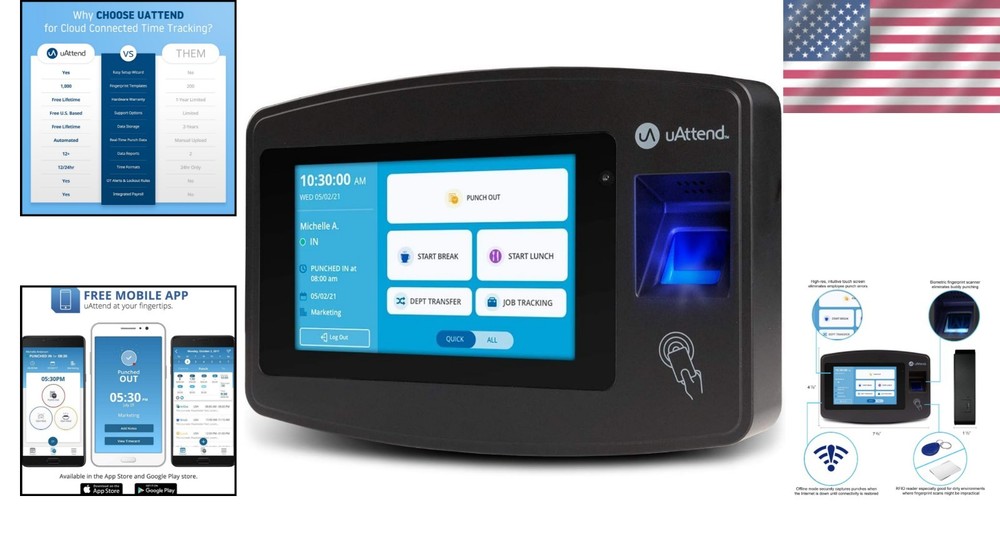 Advanced JR2000 Time Clock System – Biometric Tracking with Payroll Integration