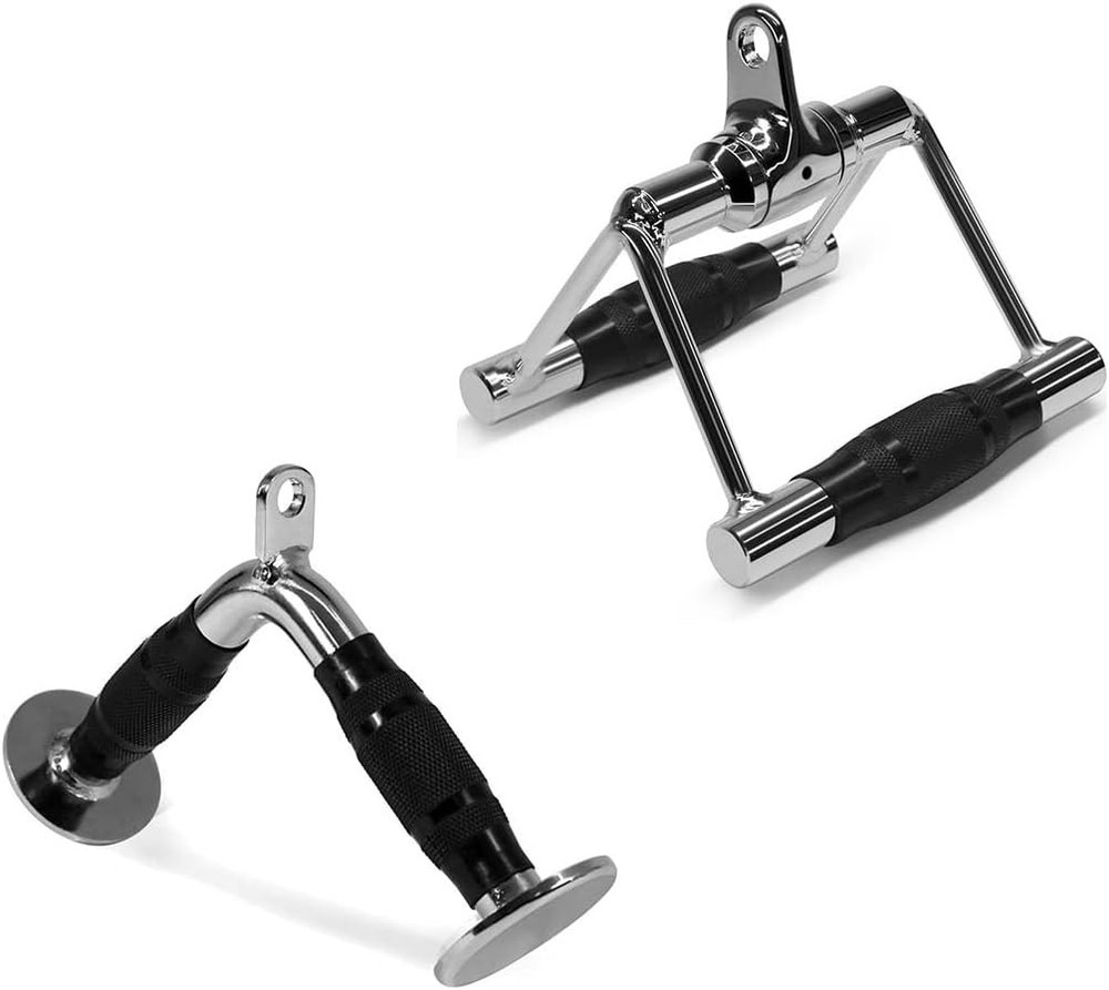 Cable Machine Attachment Row Handles Tricep Rope Straight Bar V Bar LAT Pulldown
