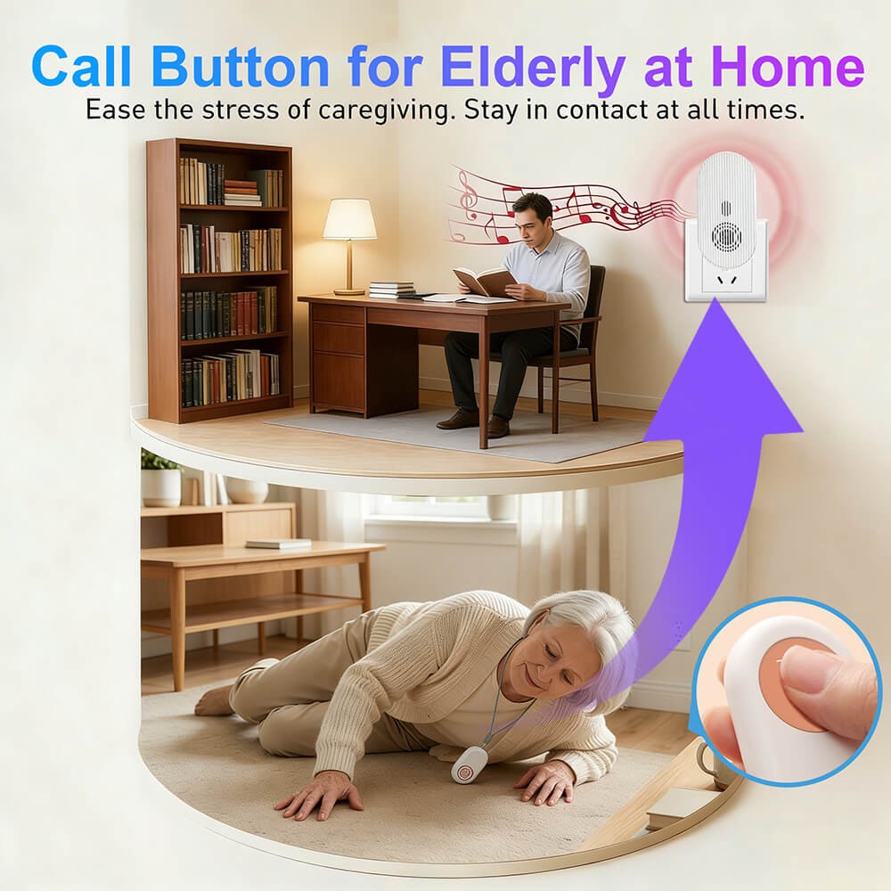 Wireless Caregiver Pager System Call Buttons Transmitters 656ft Plugin Receiver