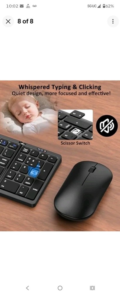 Foldable Keyboard and Mouse, Folding Bluetooth Keyboard Combo, 2.4G + BT5.0 x...