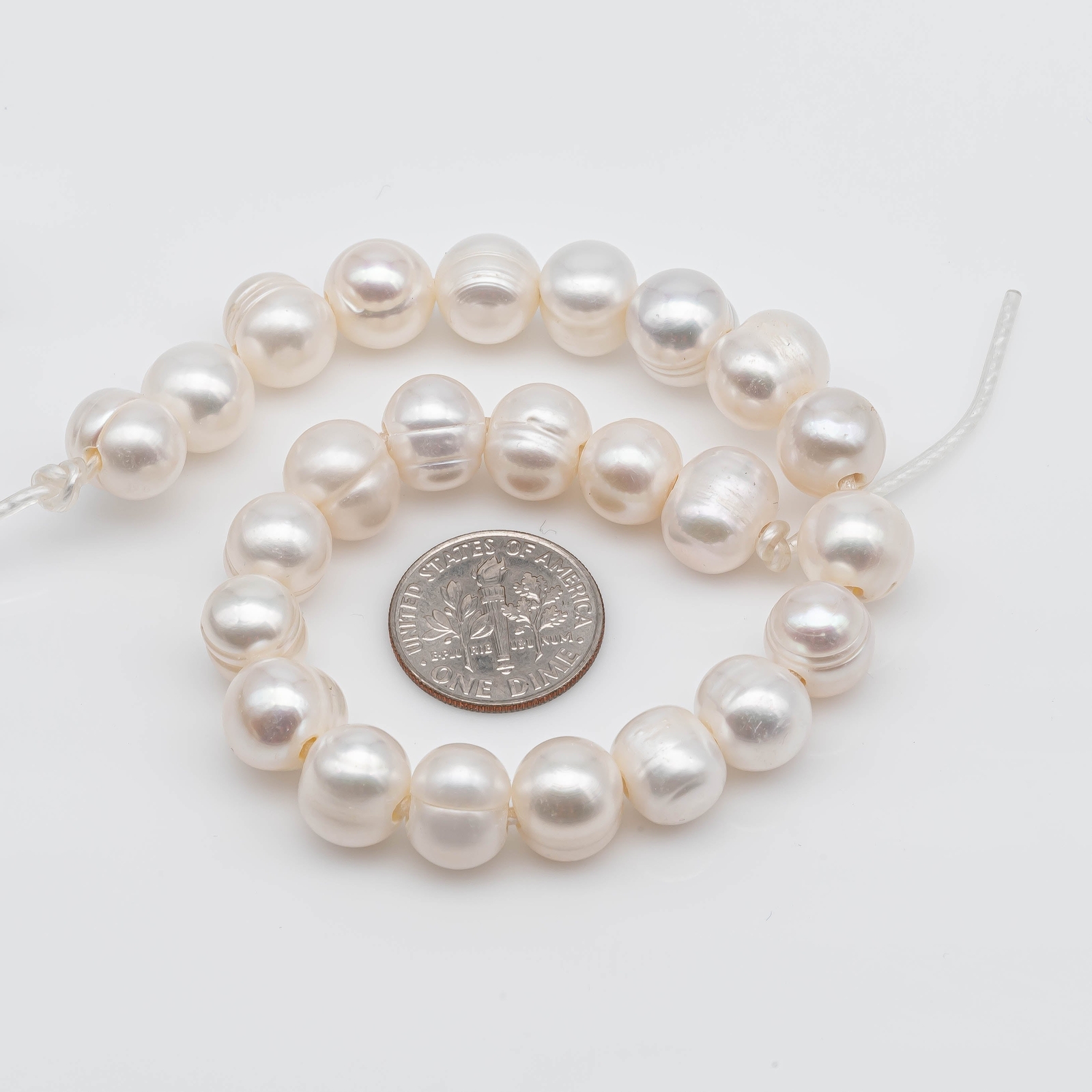 9-10mm Large Hole Freshwater Pearls in 8 inch Strand