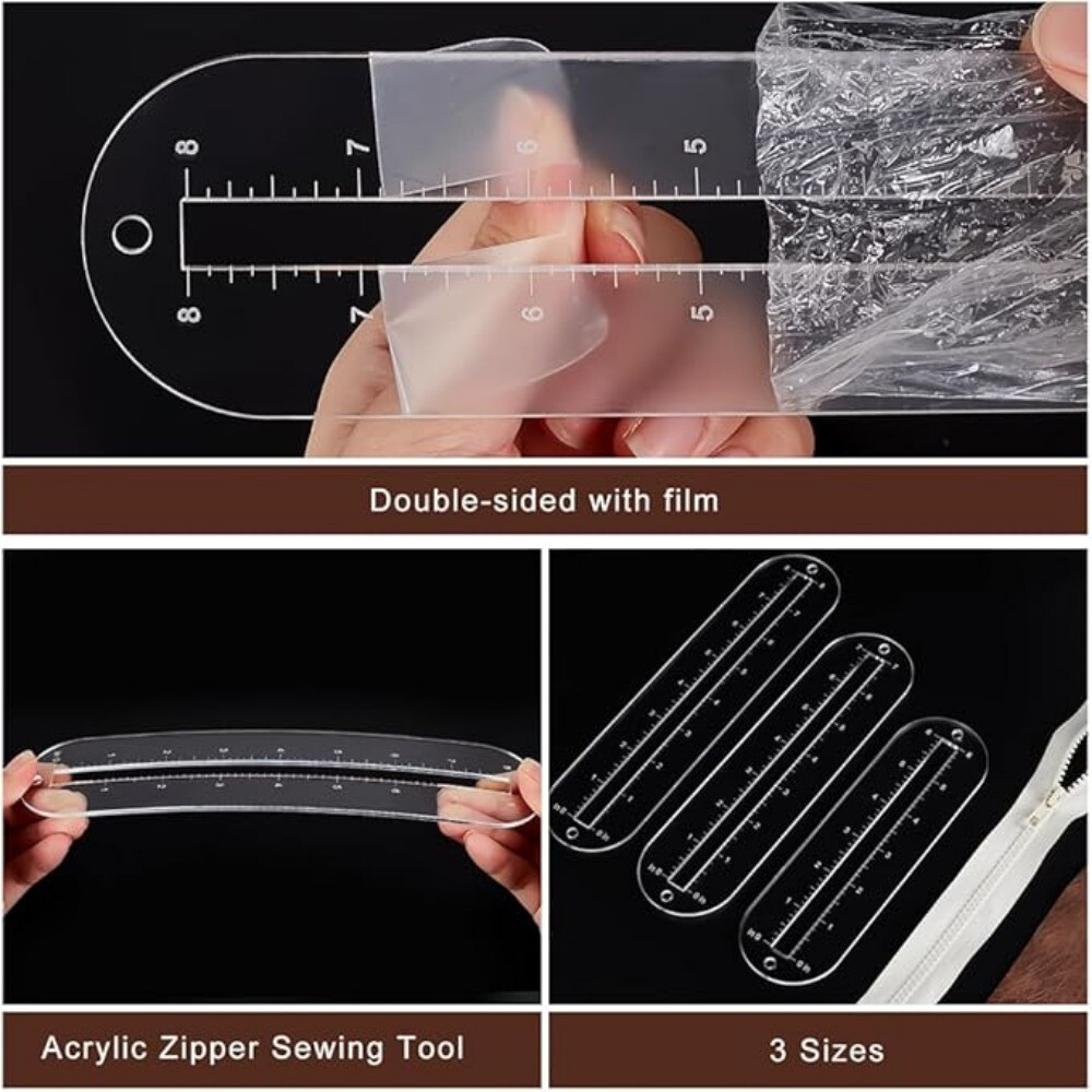 2sets Acrylic Zipper Sewing Tool Boxy bag Tool Sewing Tool Rectangle Oval