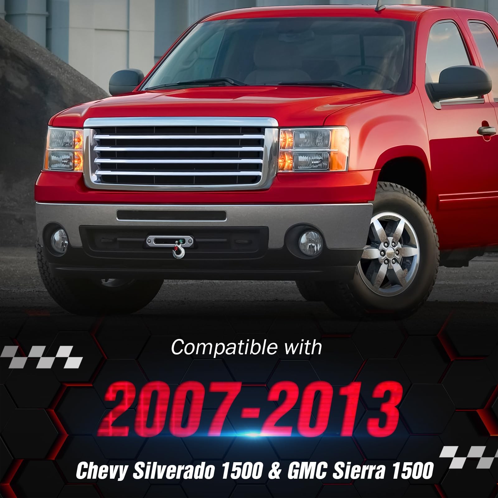 Black Winch Mount Plate 10x4.5 Bolt Pattern for 2007-2013 Silverado Sierra 1500