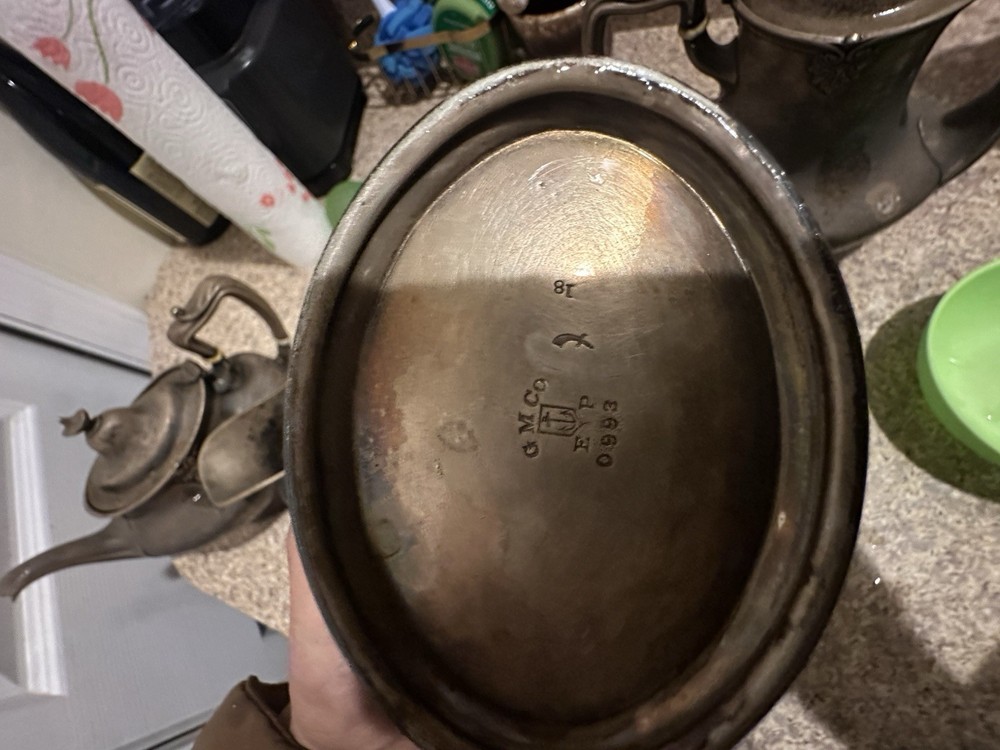 Vintage Antique Handcrafted, Silver Plated Pottery Set