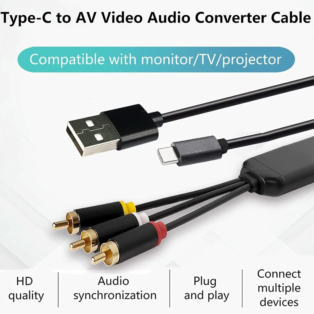 USB C to RCA Cable Adapter, 6Ft Type-C with usb c rca