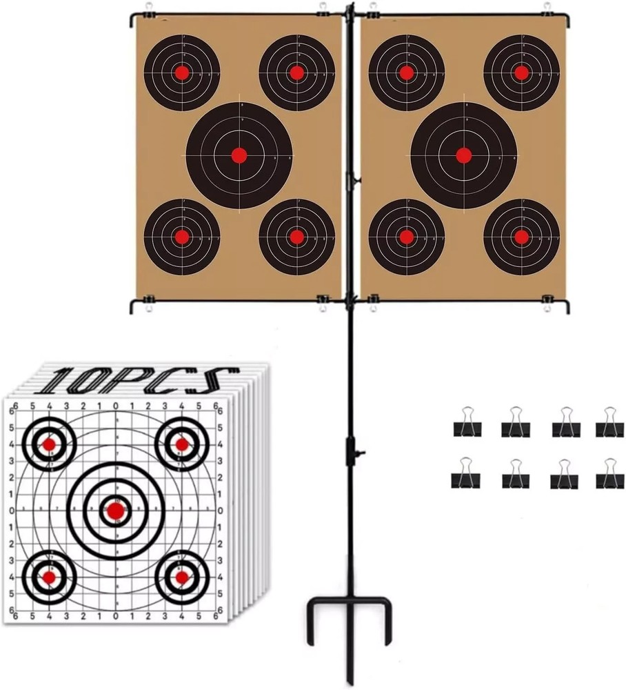 Adjustable Shooting Target Stand with 10pcs Papers for A-Target