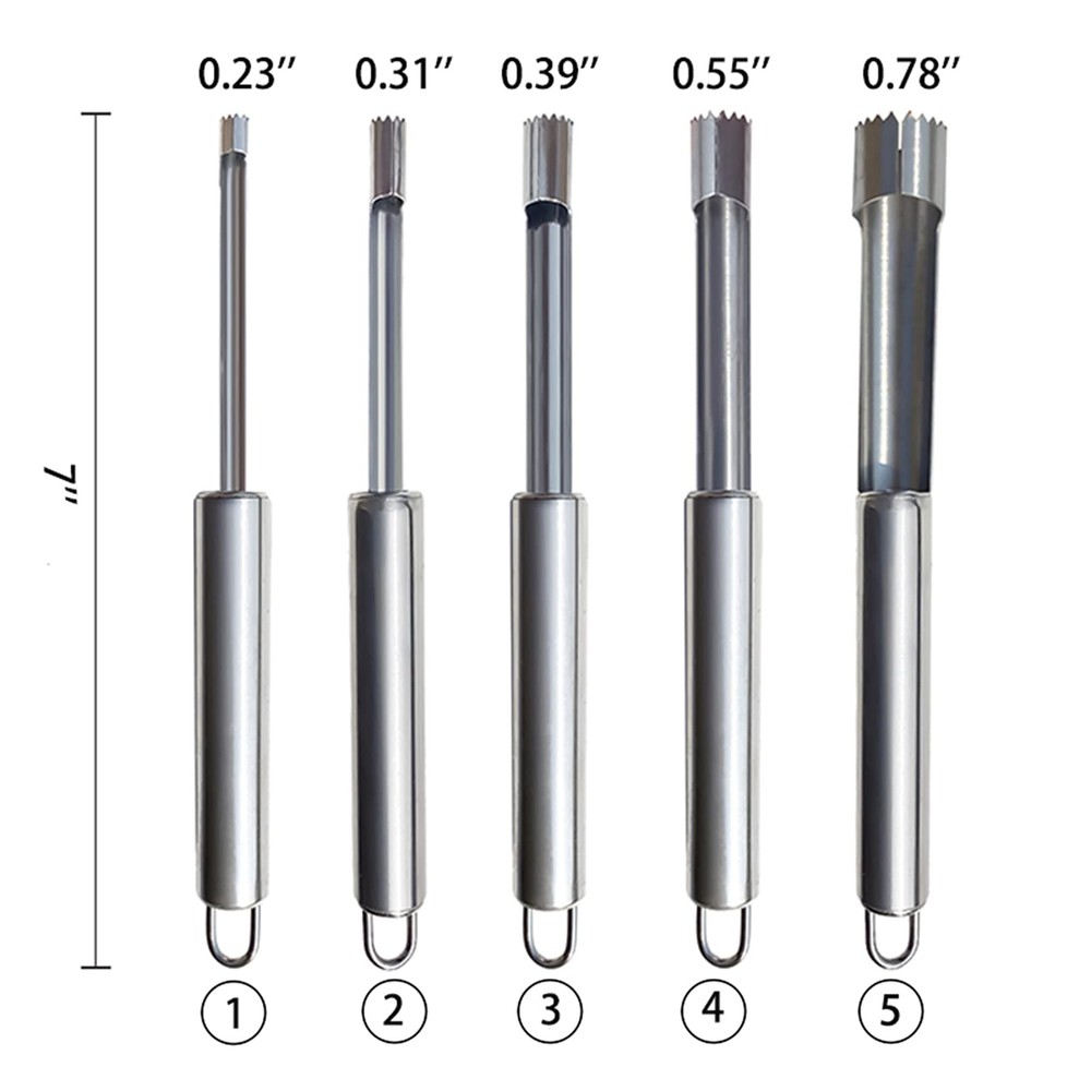 6 Pieces Corer and Pitter Fruit & Vegetable Multi-Function 6 Pack, Silver