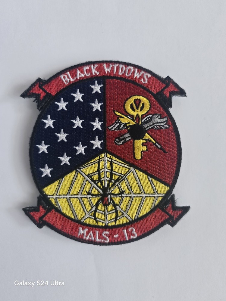 USMC MALS-13 Black Widows Patch Marine Aviation Logistic Squadron Hook & Loop