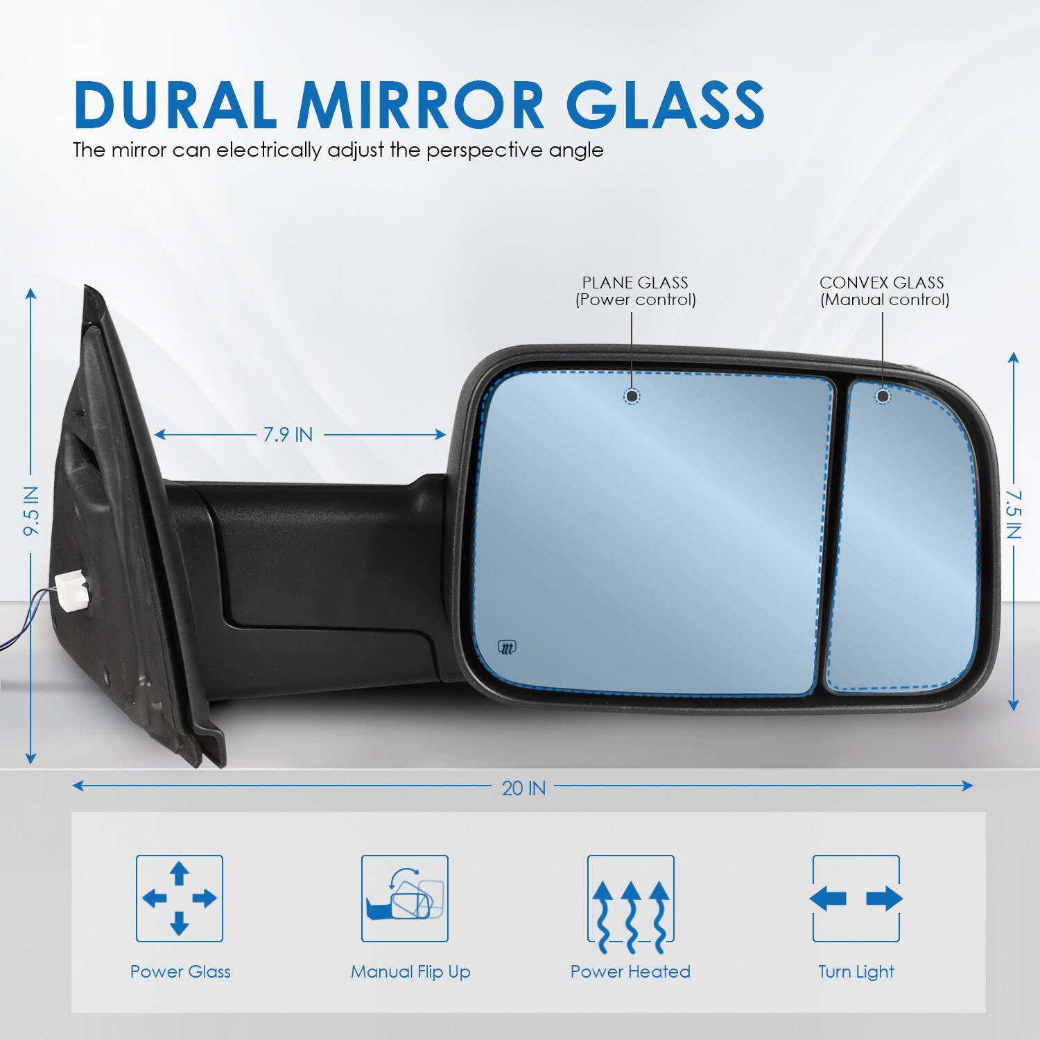 Power Heated Side View Tow Mirrors for 02-08 Dodge Ram 1500 03-09 Ram 2500/3500