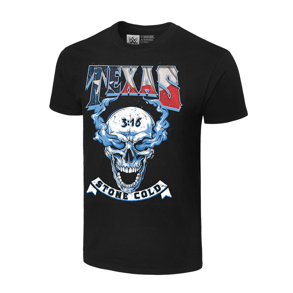 Stone Cold Steve Austin Texas WWE Authentic Mens Black T-Shirt