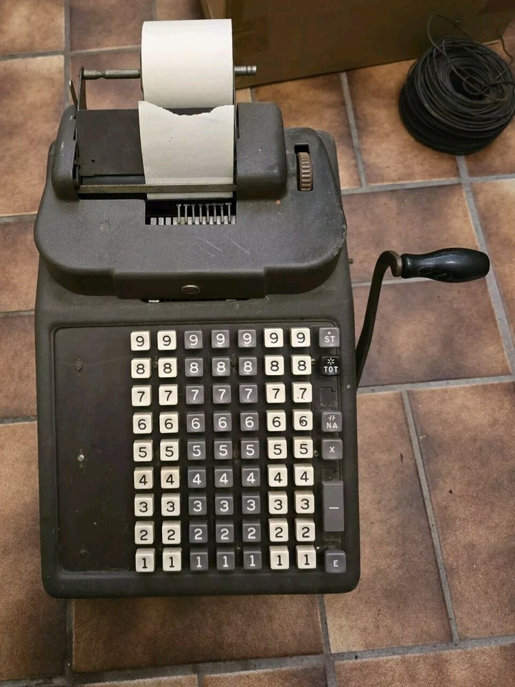 Burroughs Adding Machine Hand Crank With Cover Vintage