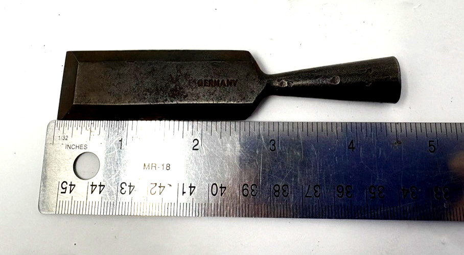 Vintage 1" Beveled Socket Chisel Germany Carving Woodworking Tool