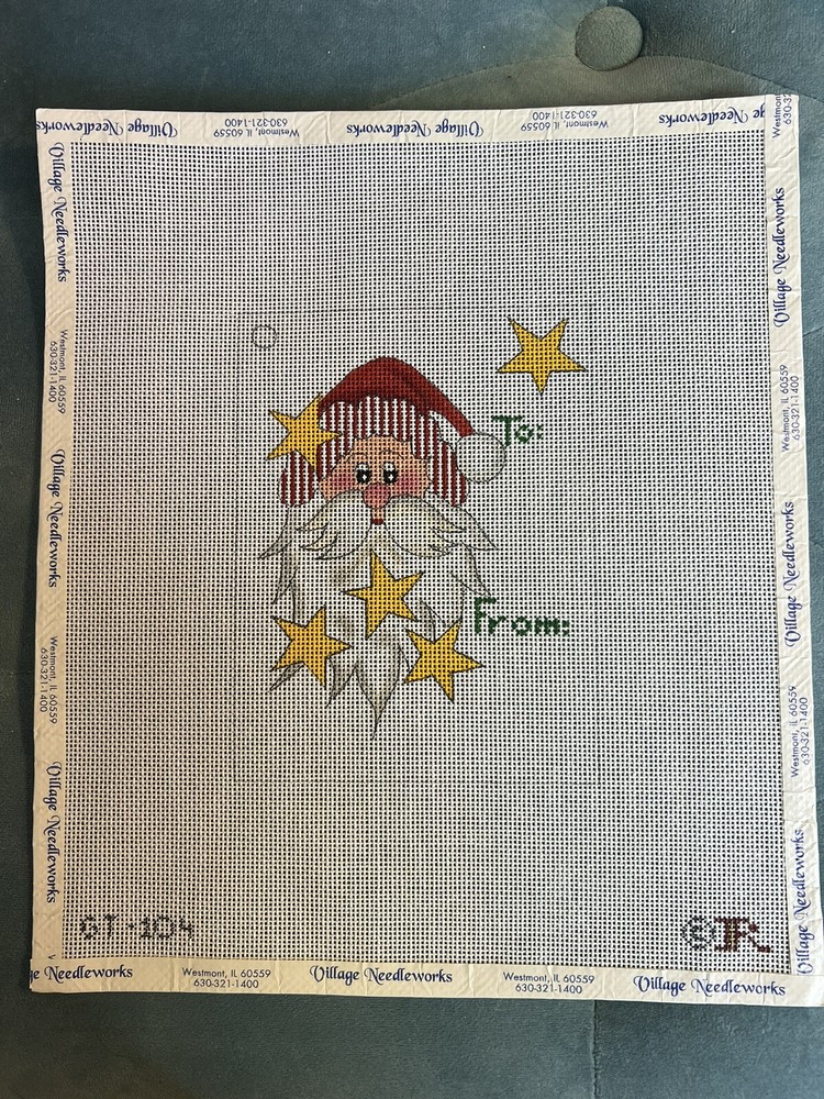 handpainted needlepoint canvas Renaissance Santa Tag