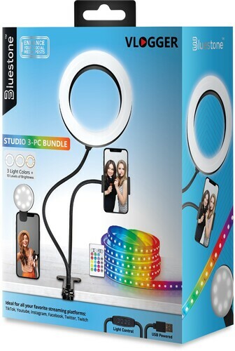 Bluestone Vlogger 3-Piece Studio Bundle Kit w/ Color Changing Lights (SK10-BK)