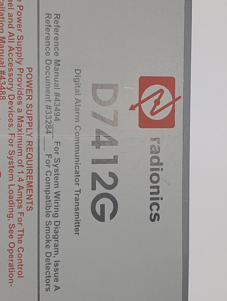 RADIONICS D7412G Digital Alarm Communicator Transmitter