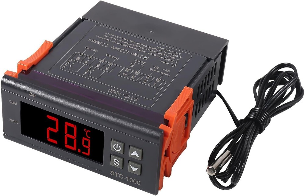 STC-1000 DC 12V 10A Digital LED Temperature Controller black,orange