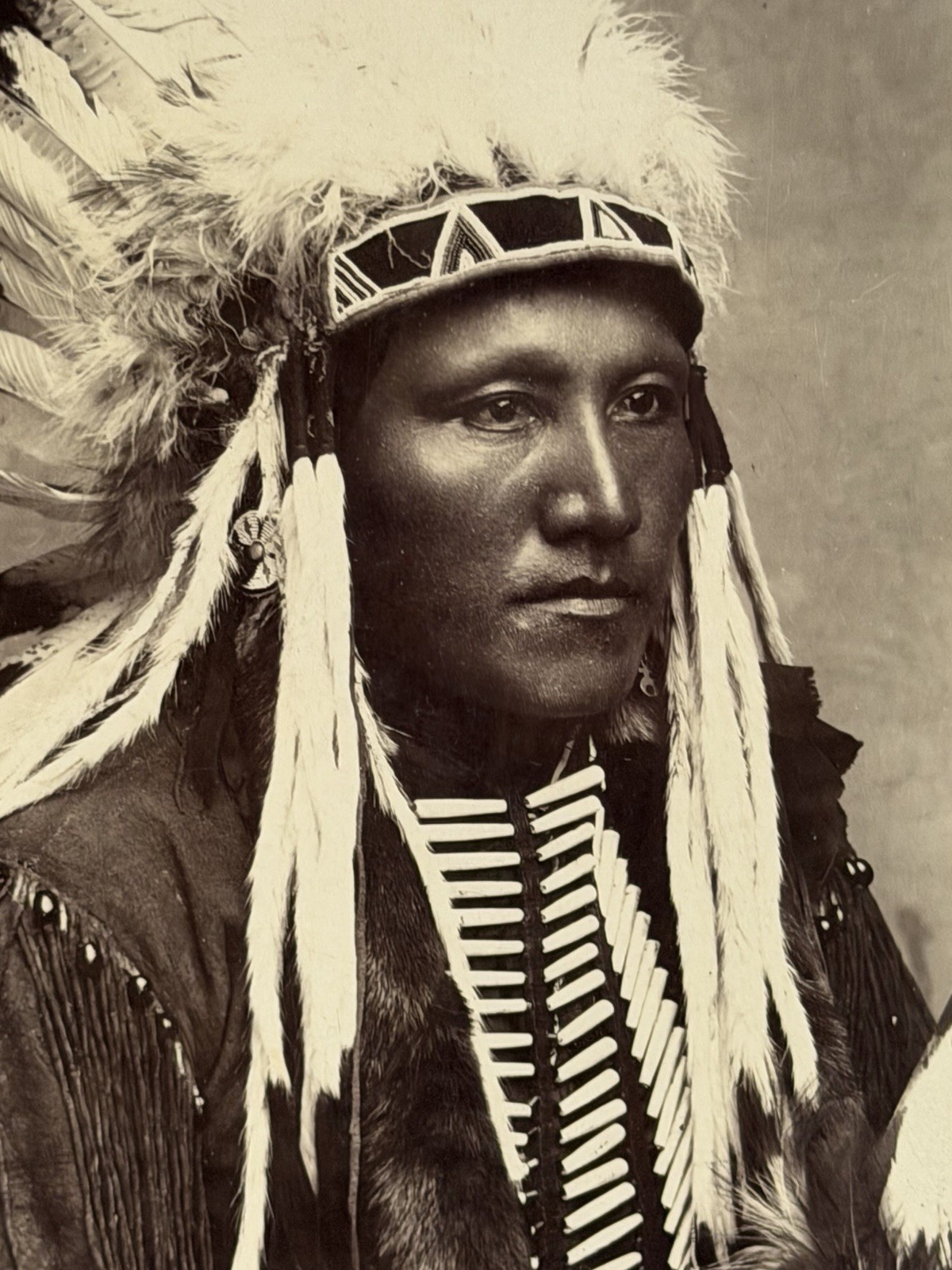 Native American Indian Warrior Photograph Titled: "Kiowa Brave"; "Poor Buffalo"