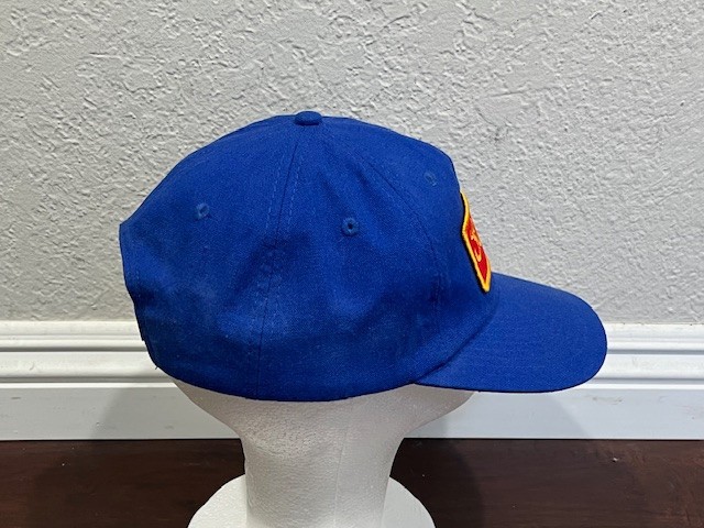 Seager Hat Cap Snap Back Blue Red Hemp Patch Embroidered