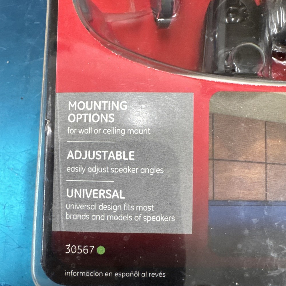 GE Universal Speaker Mounting Brackets - Wall or Ceiling Mount - NEW