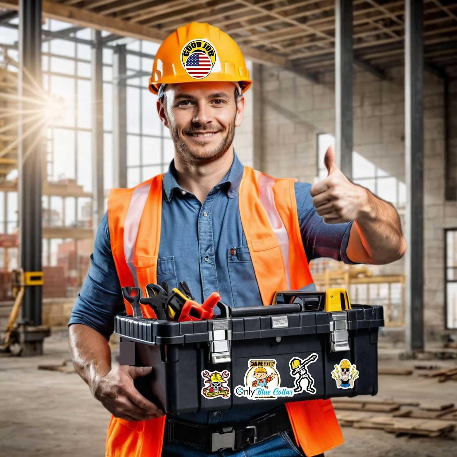 150 PCS Funny Hard Hat Stickers for Adults, Blue Collar Gifts Colorful