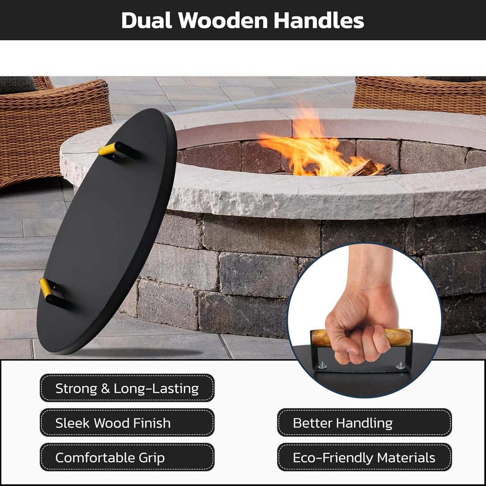 Febtech 36" Fire Pit Cover Round - Perfect for Fire Pit Inside Up to 34"