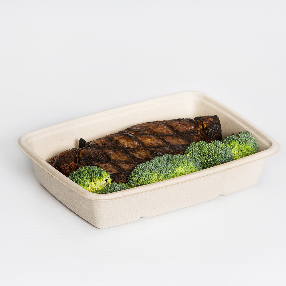 Sabert TerraPac 30 oz, Compostable Pulp Medium Rectangle Food Container 300/Case