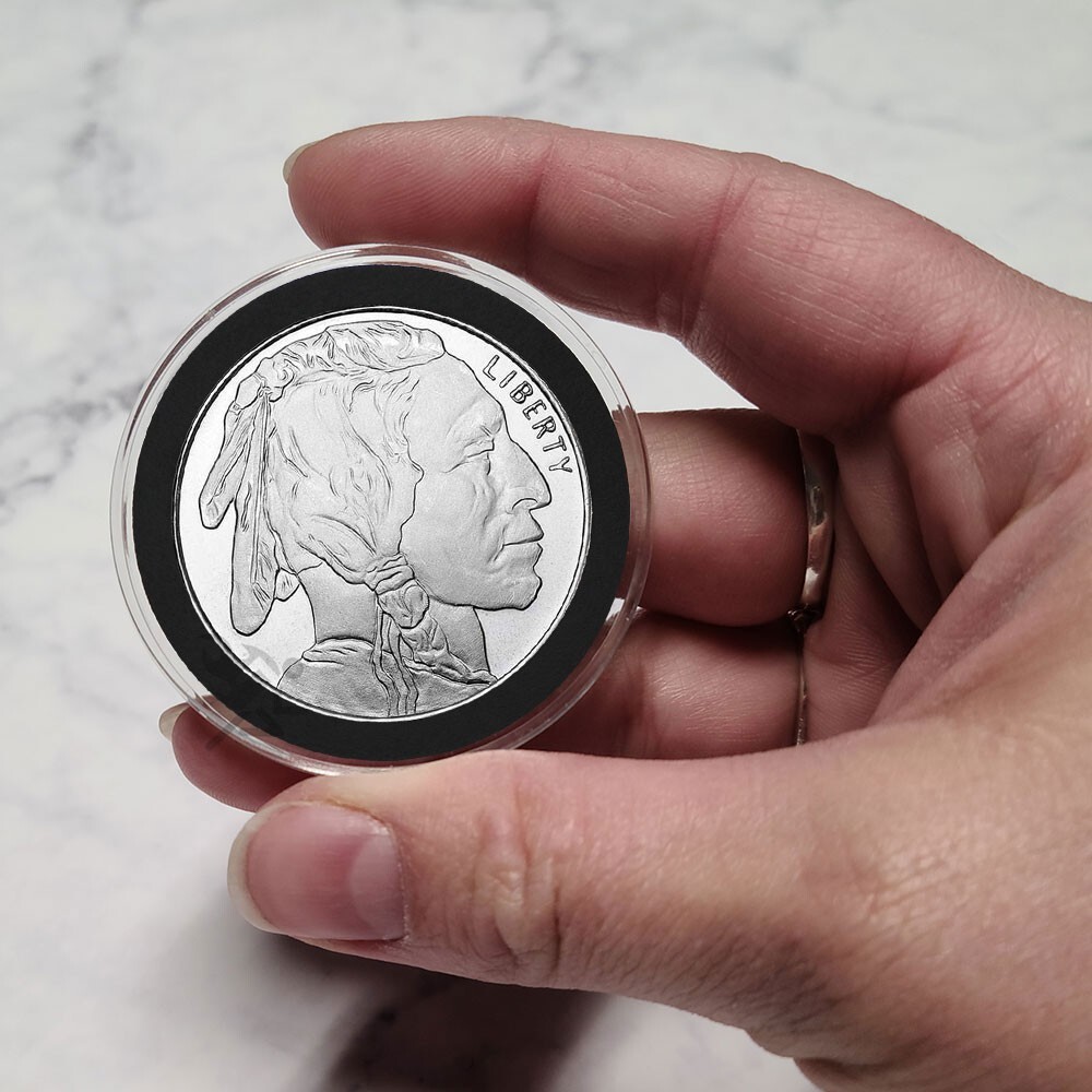 OnFireGuy 5pcs 39mm Black Ring 1oz Silver Round Coin Capsule Holders